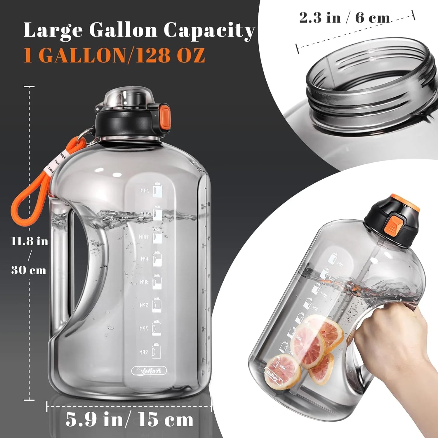 128 oz Reusable Water Bottle with Straw and Handle M6635