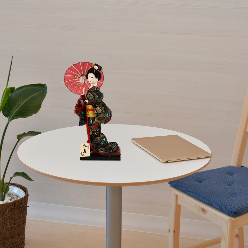 2 Count Japanese Geisha Wooden Doll Figurines Z434581