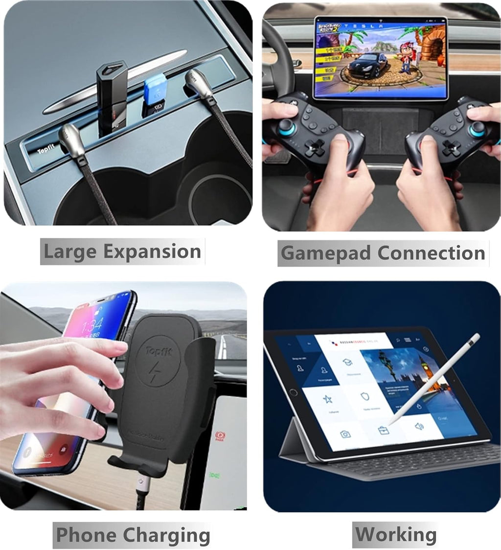4 in 1 USB Hub Center Console Adapter, Black Pack of 2 M660