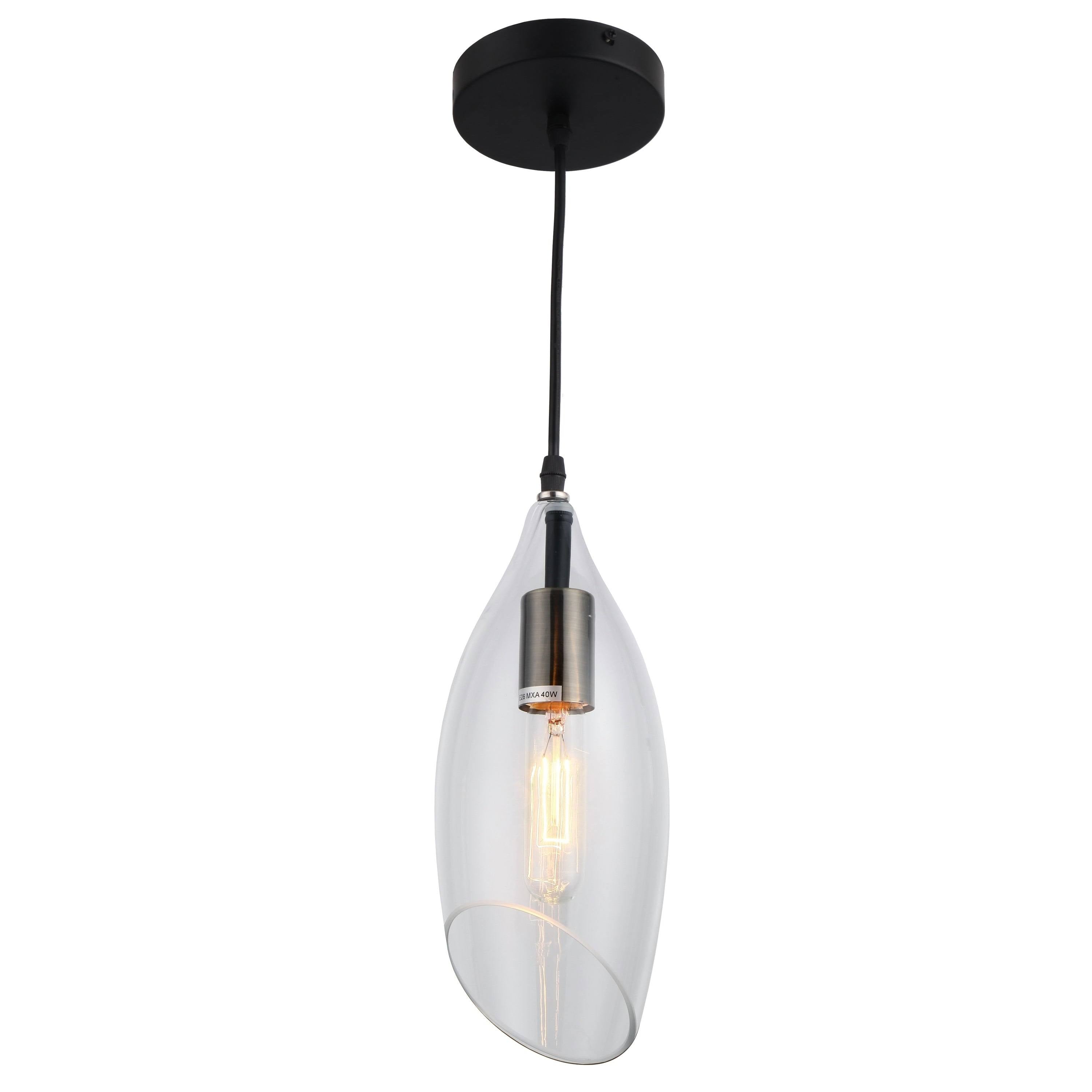 Black Clear Glass Incandescent Pendant K952620
