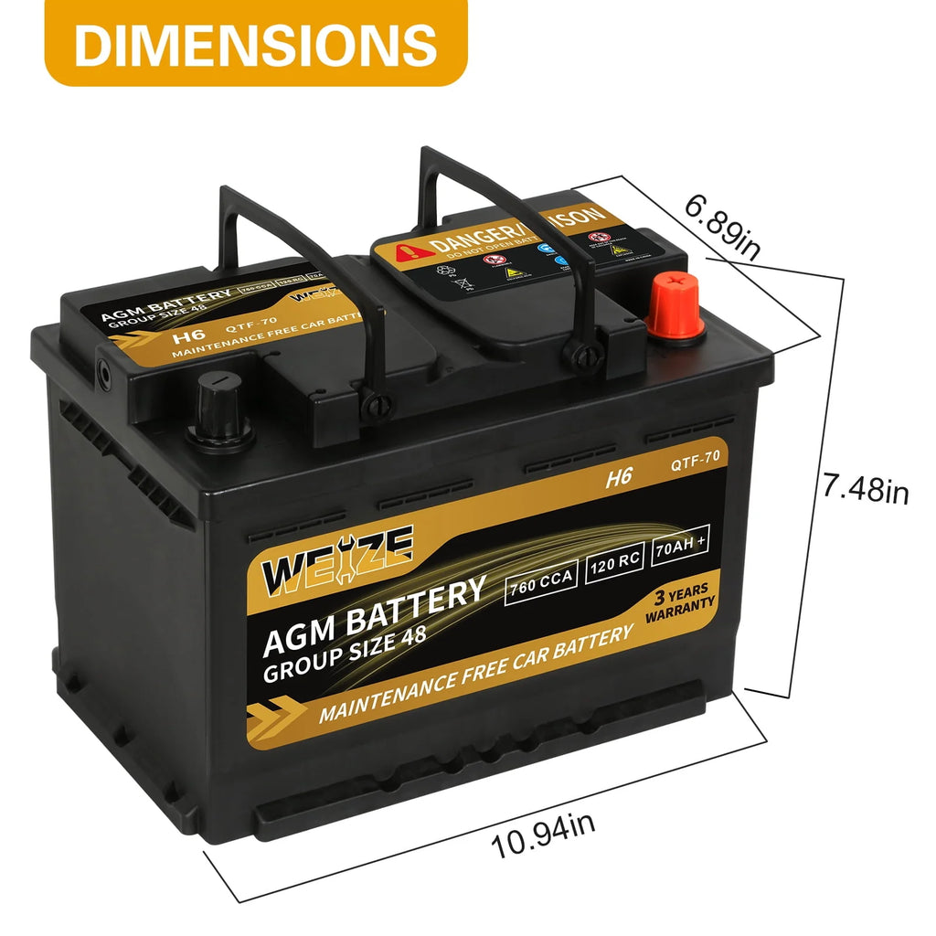12v 80ah 140RC 850CCA AGM Automotive Battery A38493
