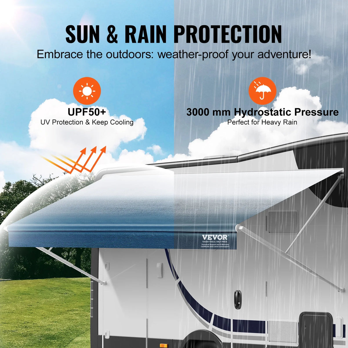 17' RV Awning Replacement Waterproof PVC Fabric T5718