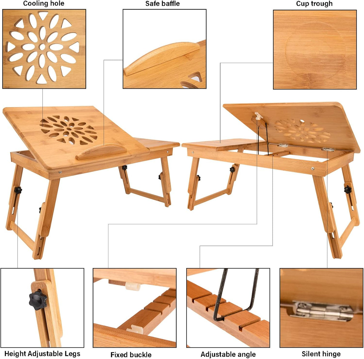 Adjustable Bamboo Laptop Desk Tray W96173