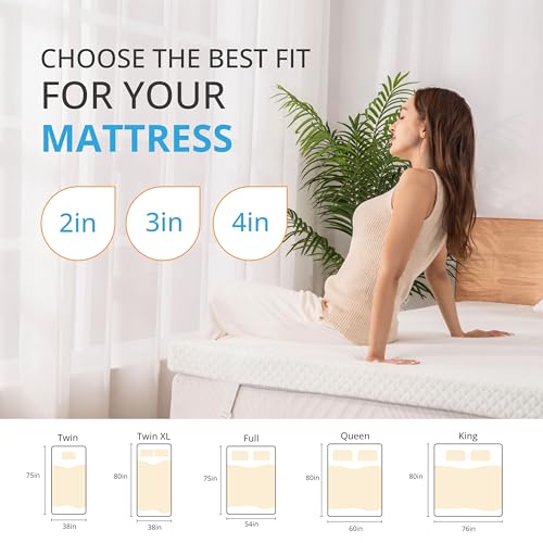2 Inch Twin Memory Foam Gel Mattress Topper, 38"×75", Medium H4486