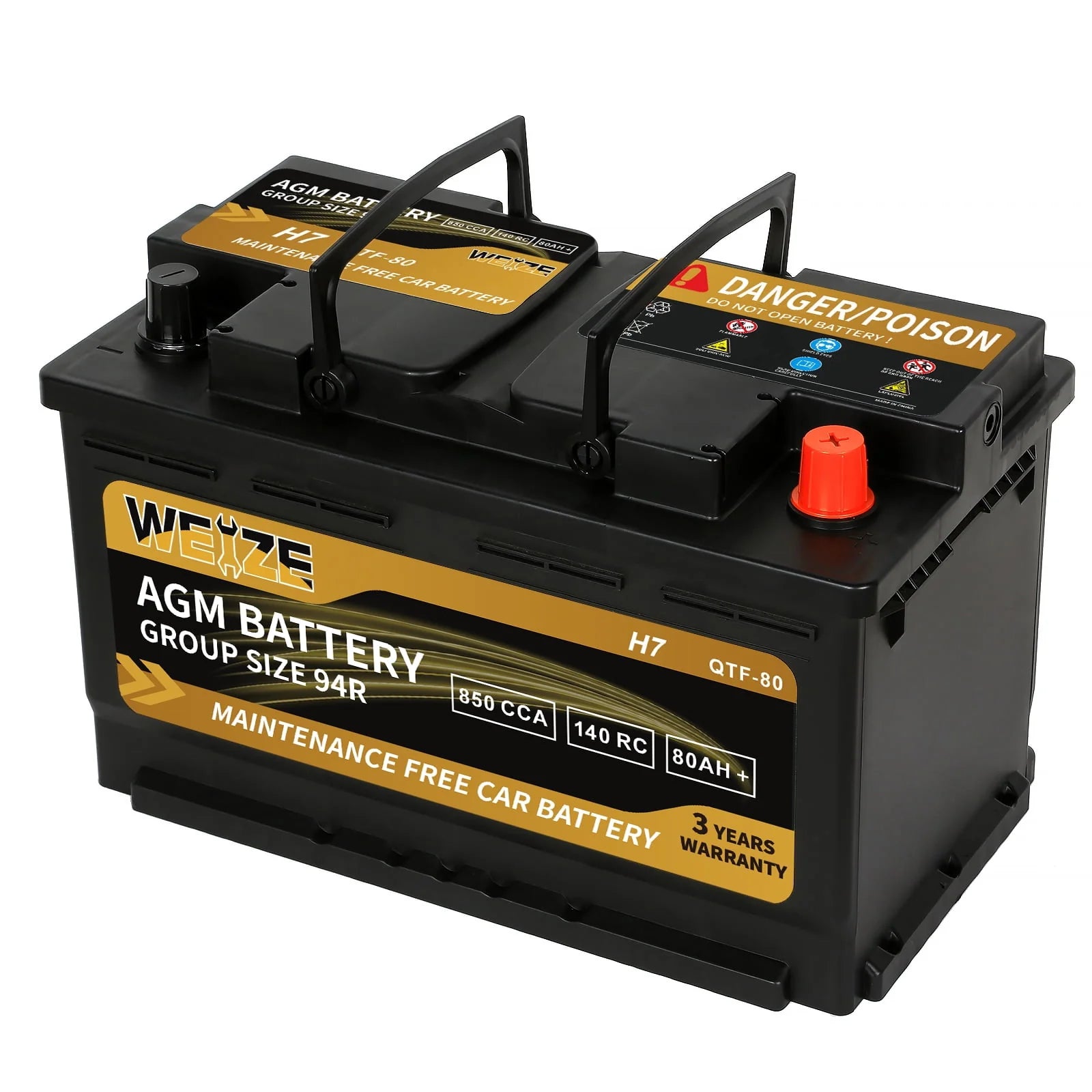 12v 80ah 140RC 850CCA AGM Automotive Battery A38493