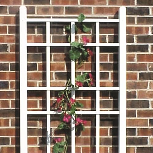 White Heavy Duty PVC Vinyl Outdoor Garden Patio Trellis with Ground Anchors X80844