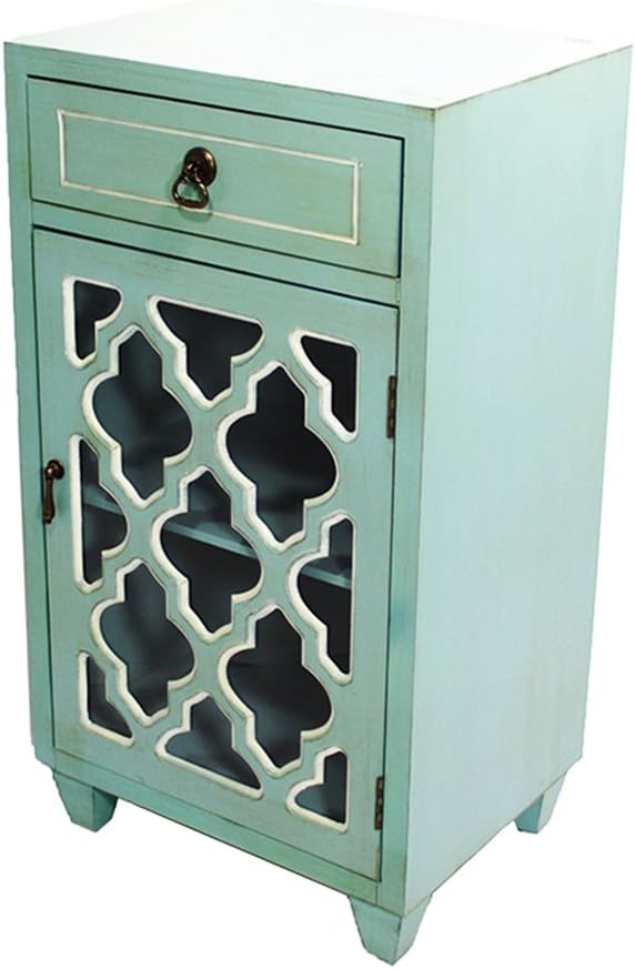Aqua Distressed Single Drawer Storage Cabinet A1977