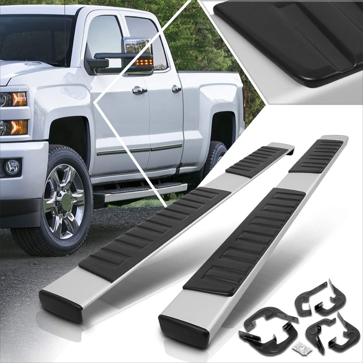 6 Inch Silver Aluminum Running Boards I795