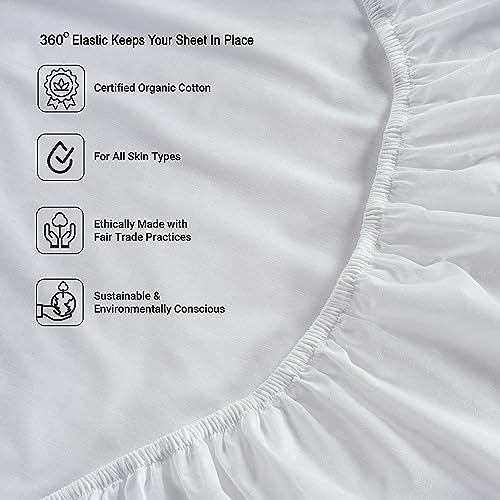 100% Organic Cotton Queen Size White Sheets 8 Pc I794230
