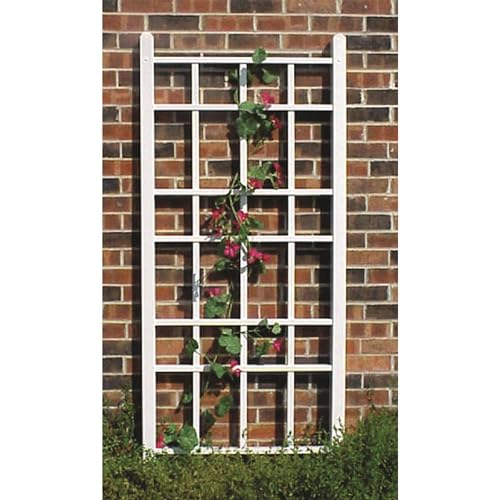 White Heavy Duty PVC Vinyl Outdoor Garden Patio Trellis with Ground Anchors X80844