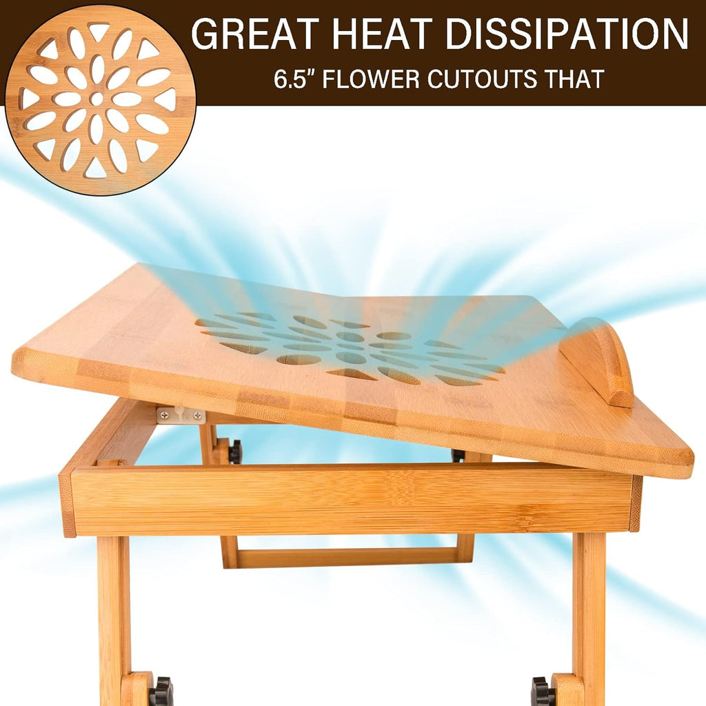 Adjustable Bamboo Laptop Desk Tray W96173