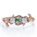 18K Rose Gold Plating over Silver Moss Green Agate Engagement Ring S8398