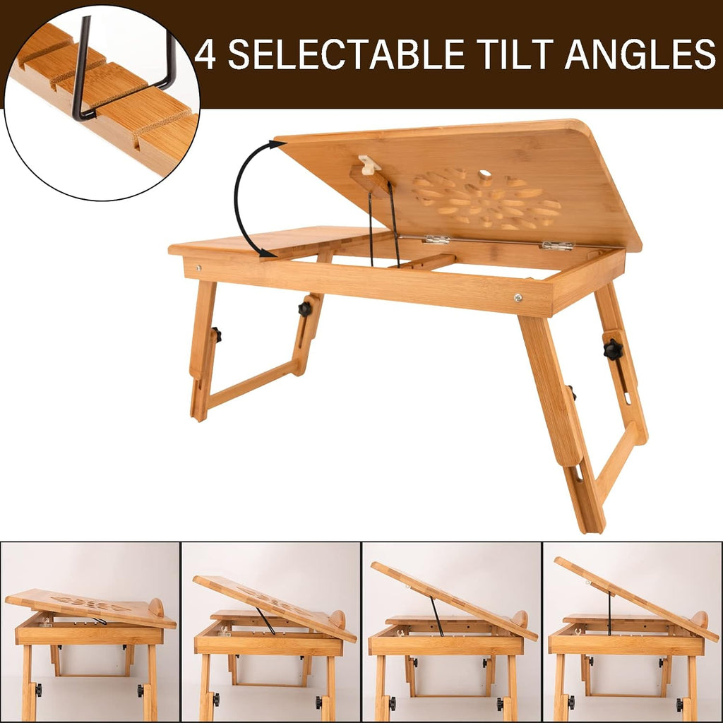 Adjustable Bamboo Laptop Desk Tray W96173