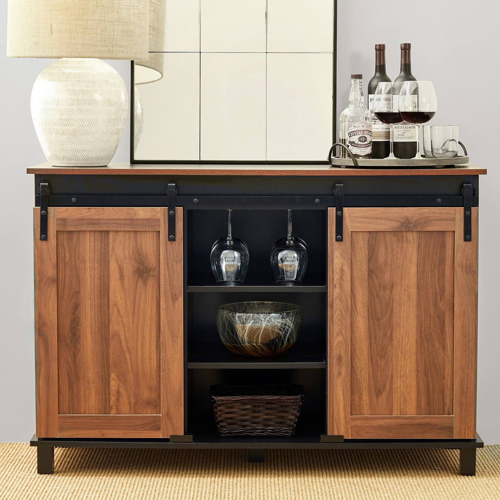 Black/Walnut Storage Cabinet Sideboard S796