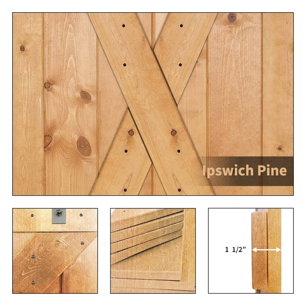 Paneled Wood Barn Door with Installation Hardware Kit L758665