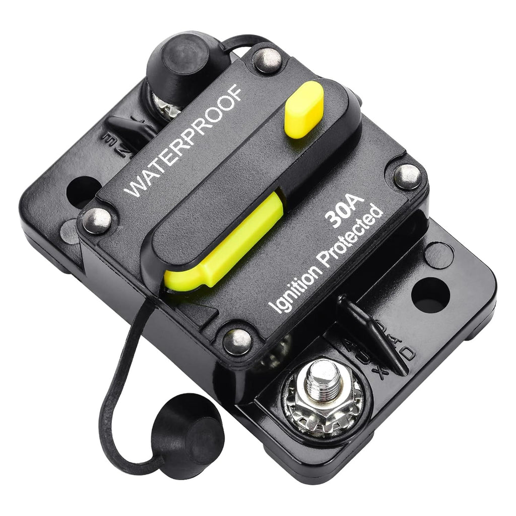 30 Amp Circuit Breaker, Inline Fuse Inverter with Manual Reset, 12V-48V DC Water Proof, Surface Mount-30A, Pack of 2 S92583
