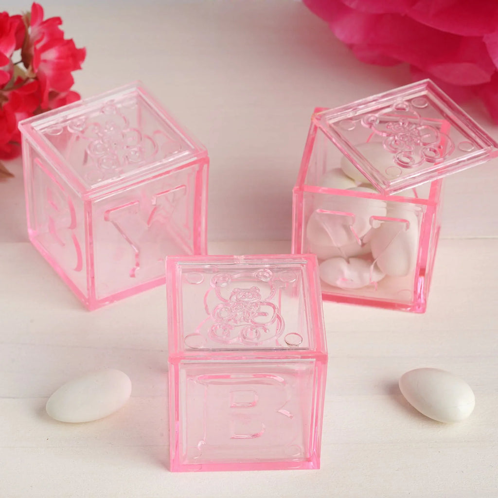 Pink Fillable Baby Blocks Party Favor Gift - 12/pk T657343