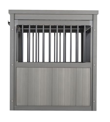 Grey Large Dog Crate with Sliding Barn Door S498