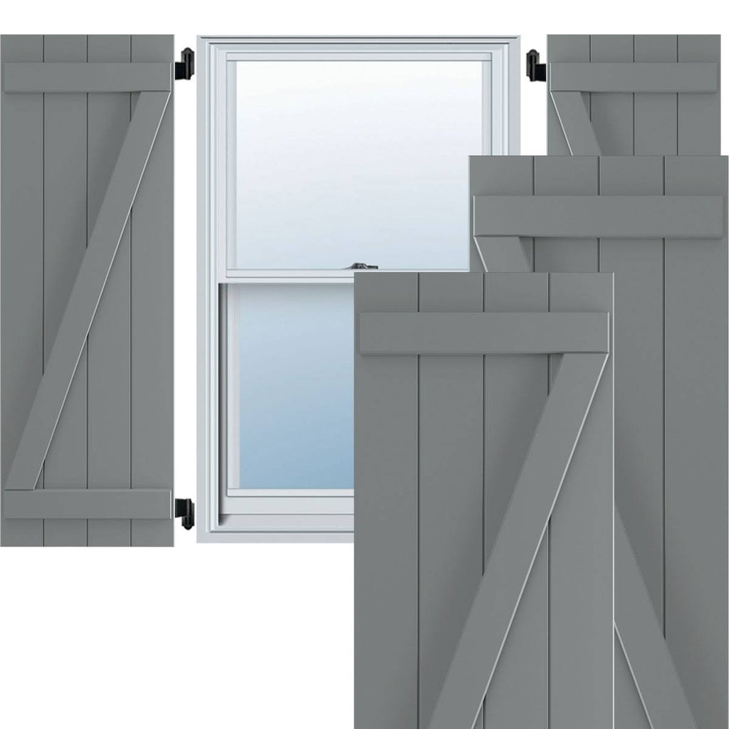 PVC Four Board Joined Board and Batten Shutters with Z-Bar, Ocean Swell, Per Pair N65535