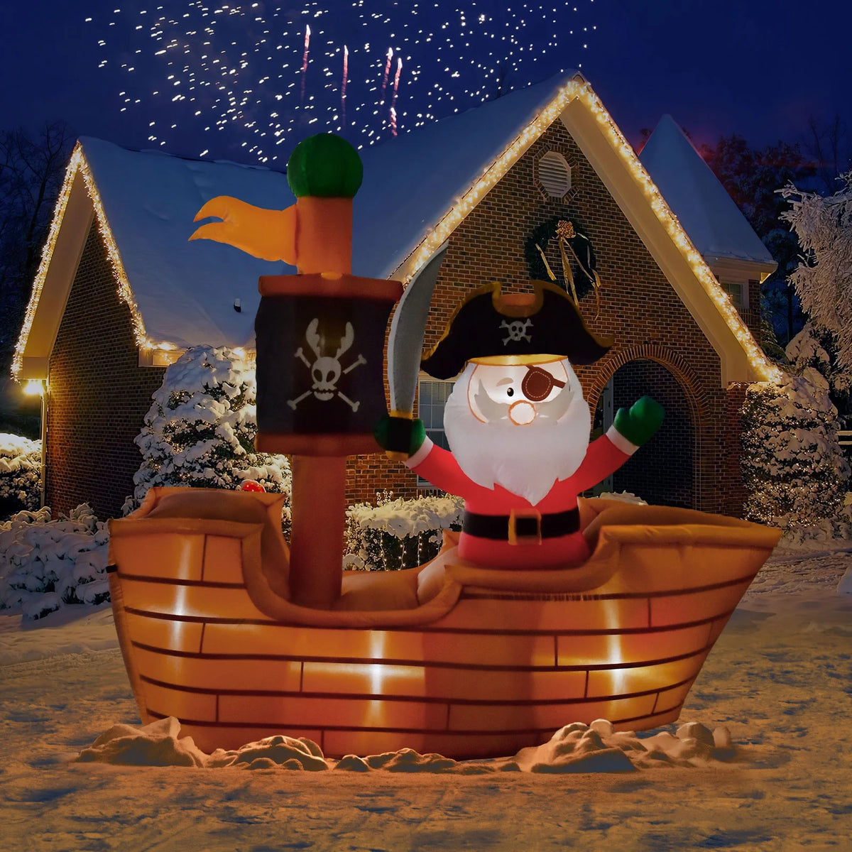 6' Pirate Santa Christmas Inflatable P981