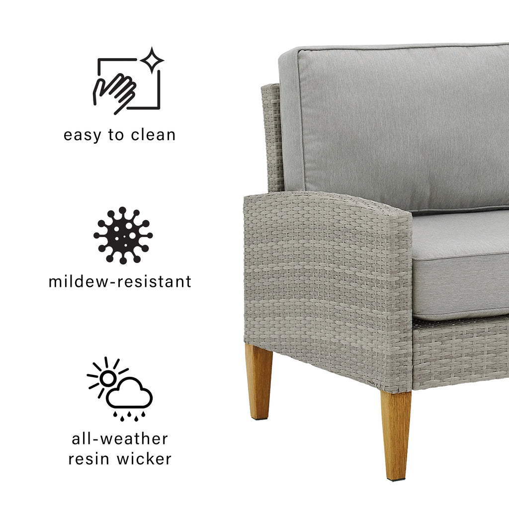7 Pc Outdoor Wicker Sofa Set Gray U54182