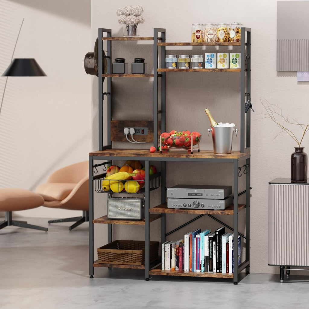 6-Tier Microwave Stand with 12 S-Shaped Hooks N258978