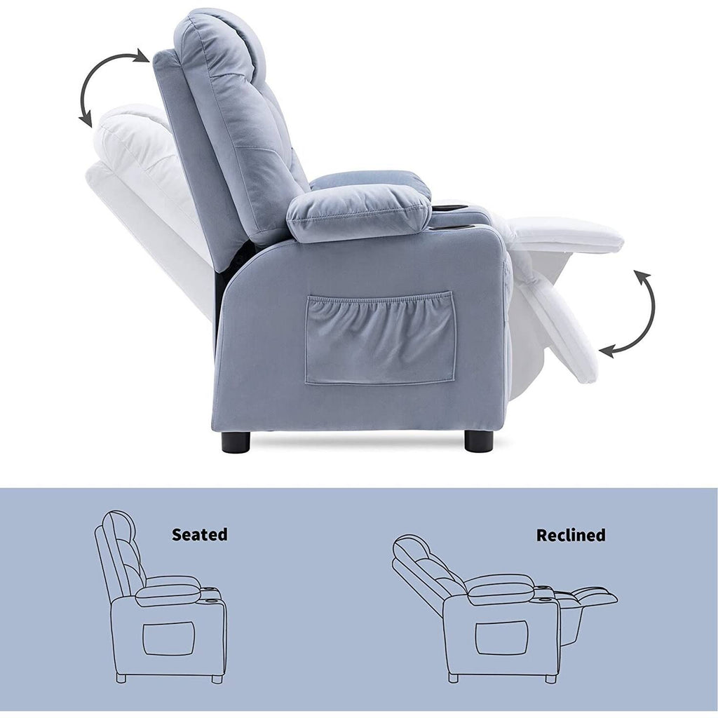 Velvet Recliner Chair with Cup Holders W84887