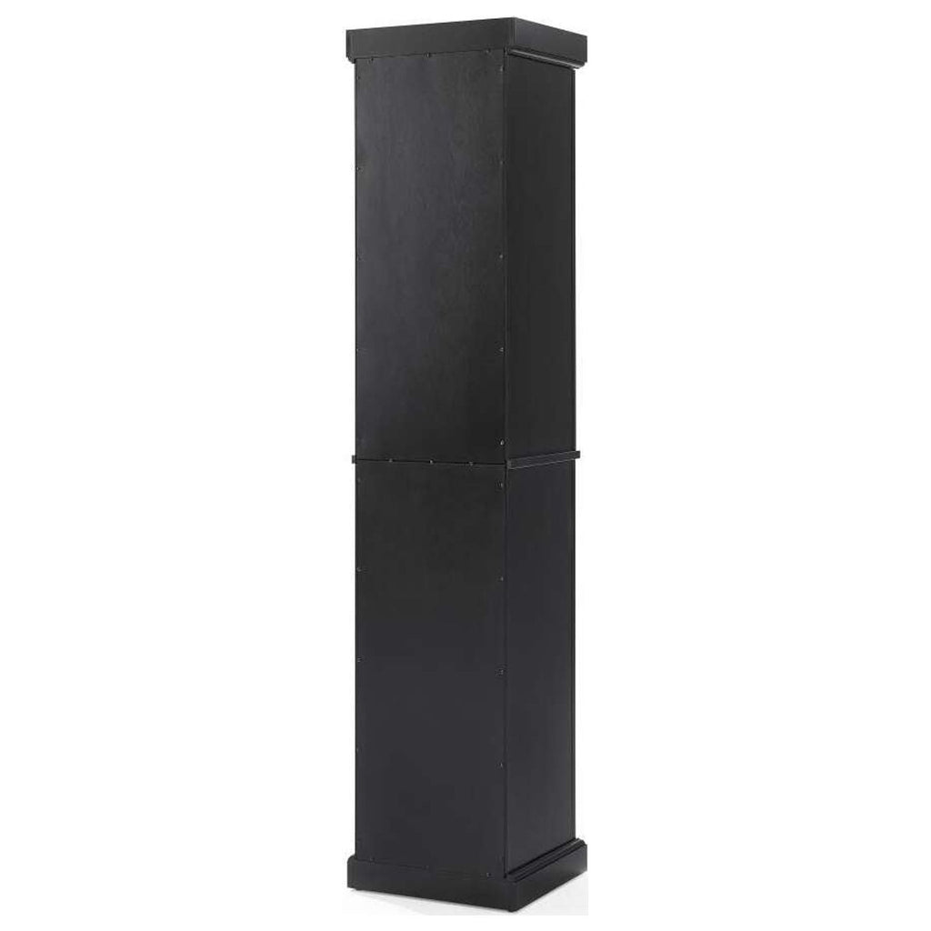 Distressed Black Wood Linen Cabinet E24619