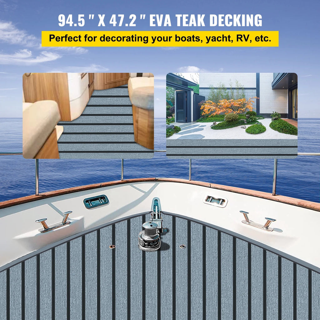 94.5 X 47.2 Inch EVA Foam Faux Teak Boat Decking Sheet 5MM Thick Non-Skid Self-Adhesive X9749