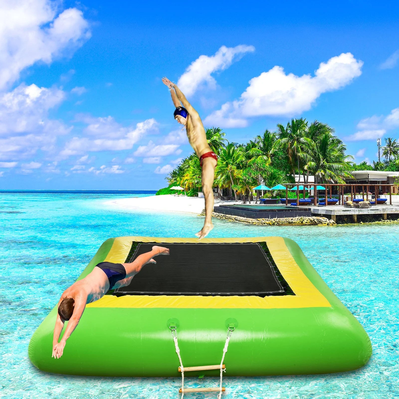 10Ft Inflatable Trampoline Bounce Swim Platform X1100