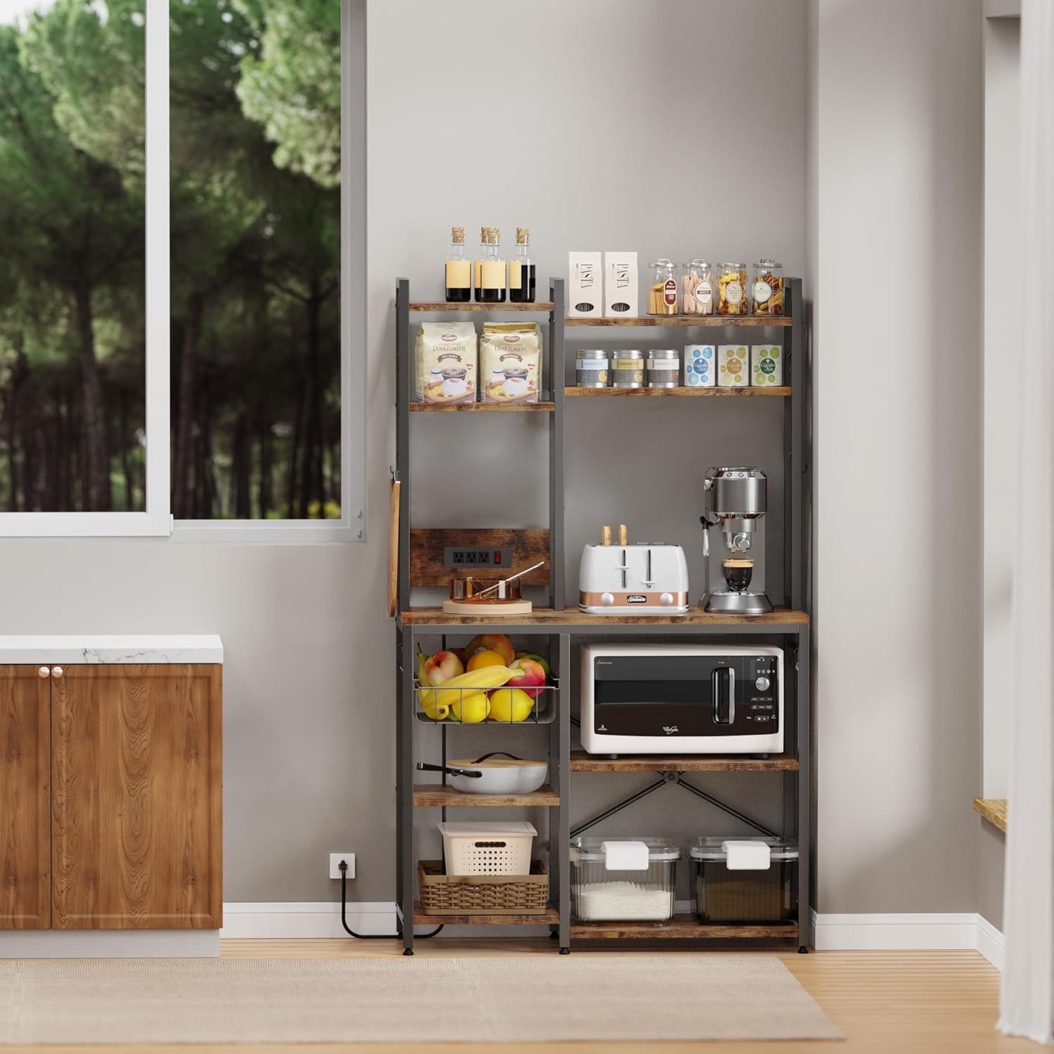 6-Tier Microwave Stand with 12 S-Shaped Hooks N258978