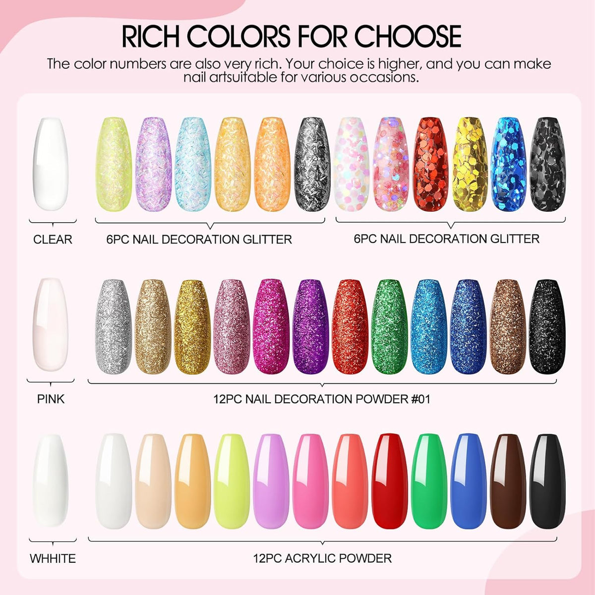 36Pcs Acrylic Nail Kit with Drill and UV Light I6125