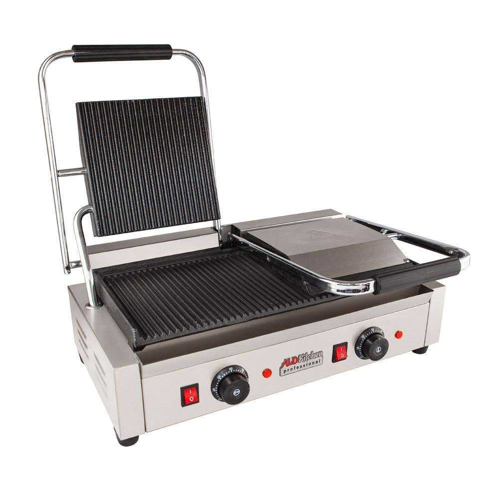 Double Panini Press Sandwich Maker with Cast-Iron Ribbed Plates Nonstick N9861