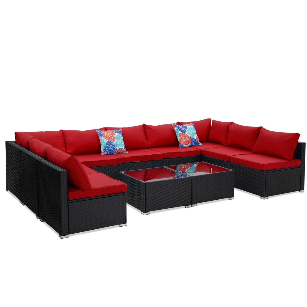 Antique White Rattan Sofa Sectional Set D9253