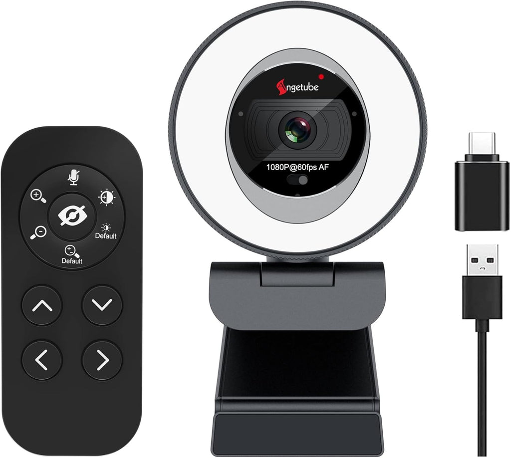 60FPS 1080P Streaming Webcam with Ring Light and Privacy Cover U363183