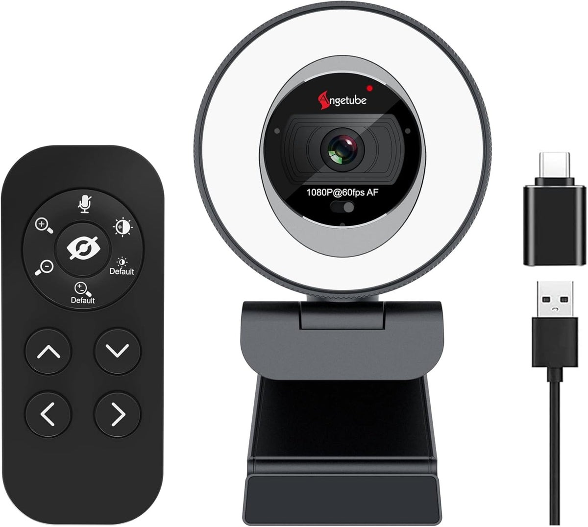 60FPS 1080P Streaming Webcam with Ring Light and Privacy Cover U363183