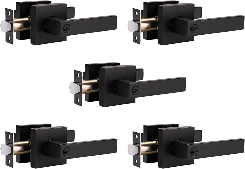 2 Pack Matte Black Privacy Door Lever with Lock P394