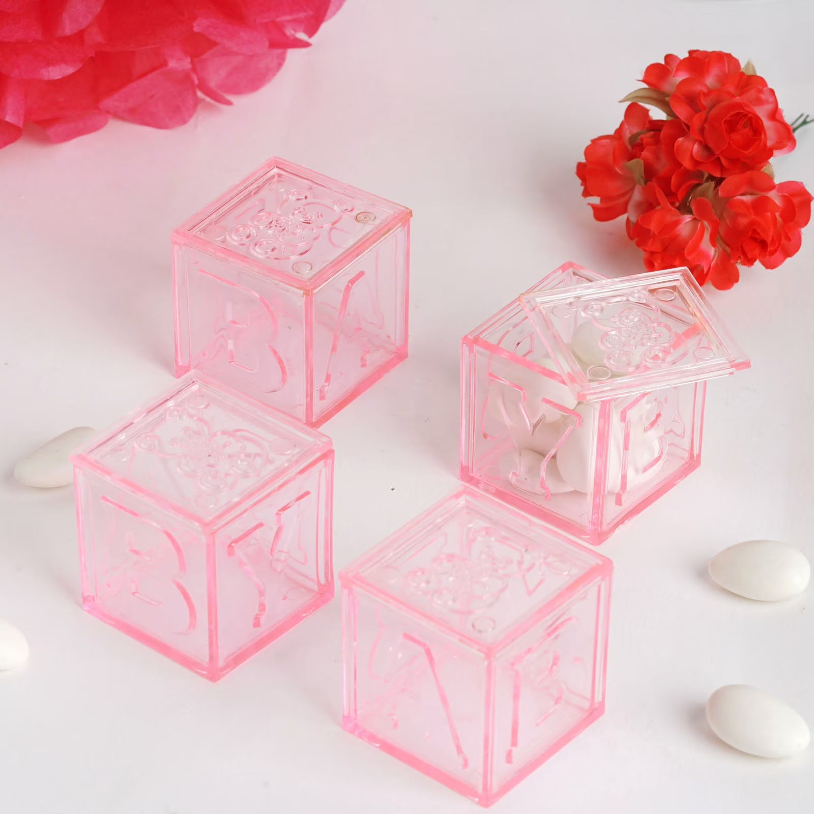 Pink Fillable Baby Blocks Party Favor Gift - 12/pk T657343
