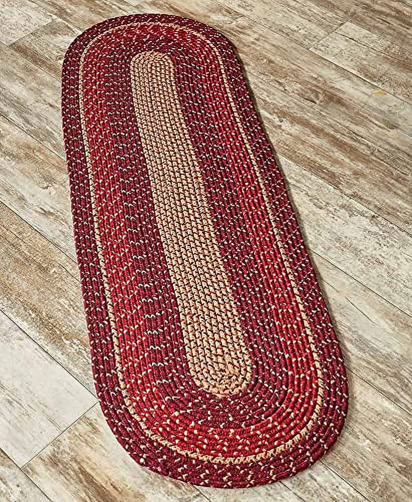 Burgundy Braided Runner Rug P917466