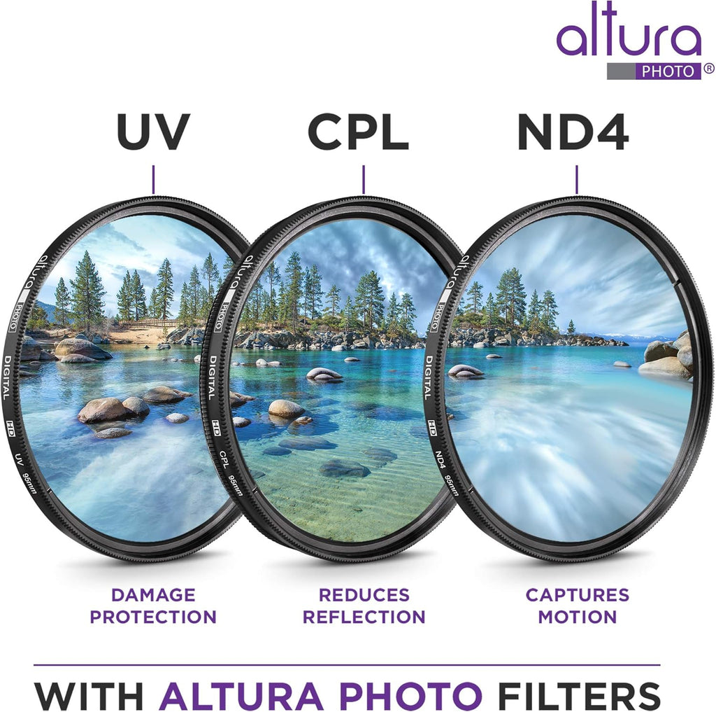 95MM Lens Filter Kit with ND, CPL, UV Filter and Lens Filter Case K582
