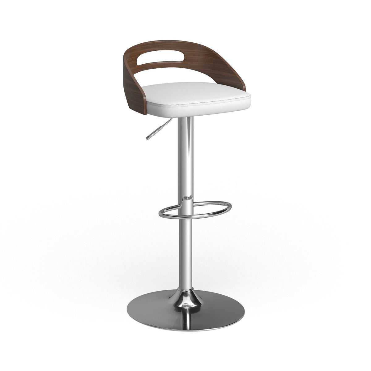 Chrome Natural Wood Cream PU Barstool O832748
