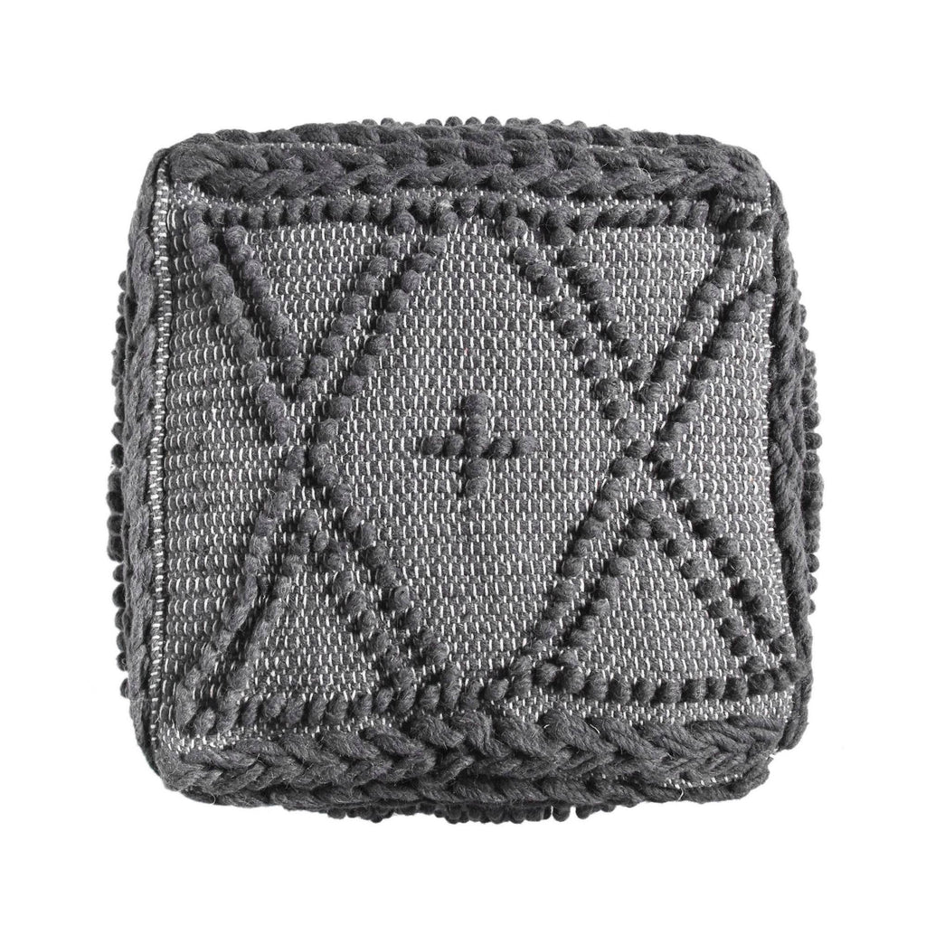 Charcoal Fabric Cube Pouf W84873