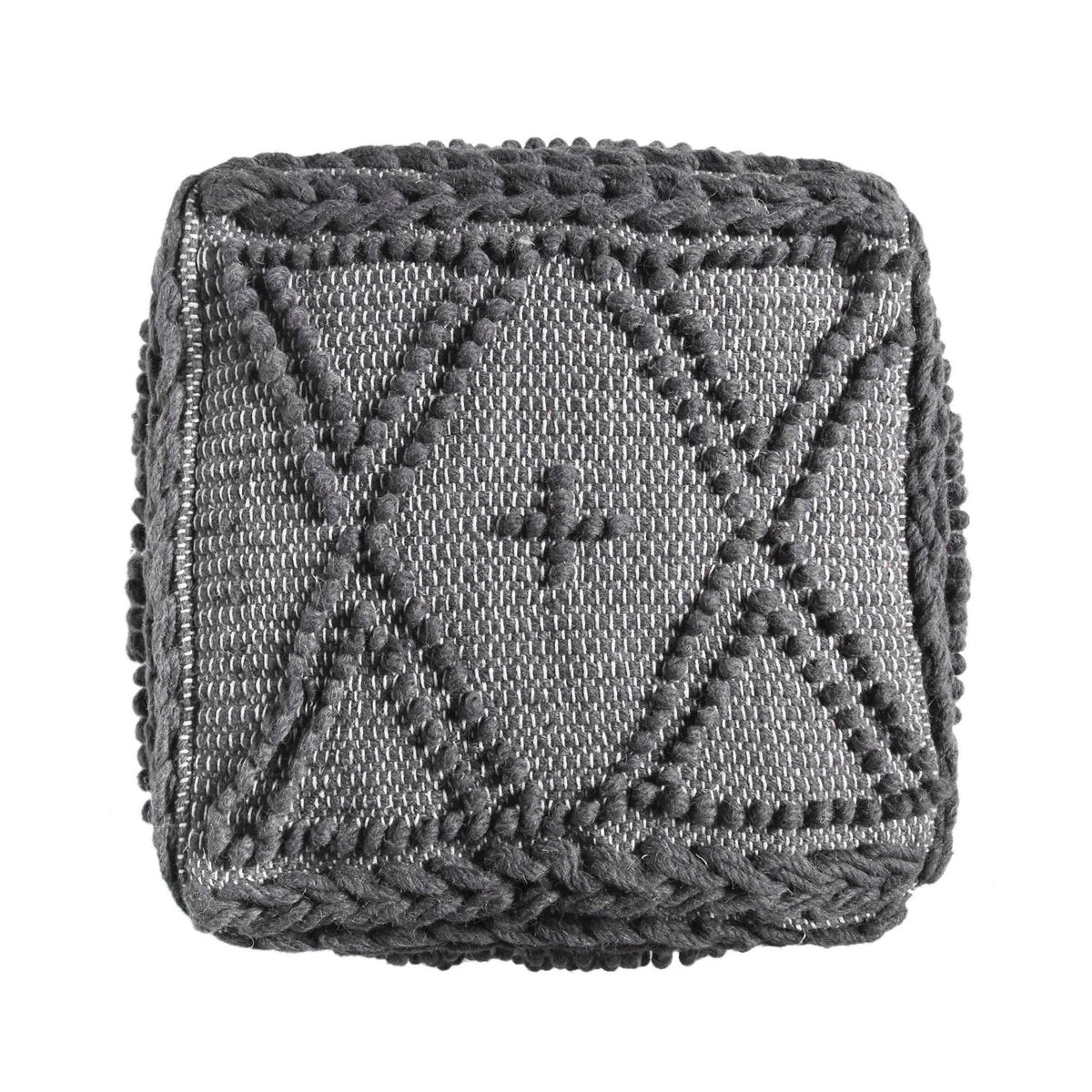 Charcoal Fabric Cube Pouf W84873