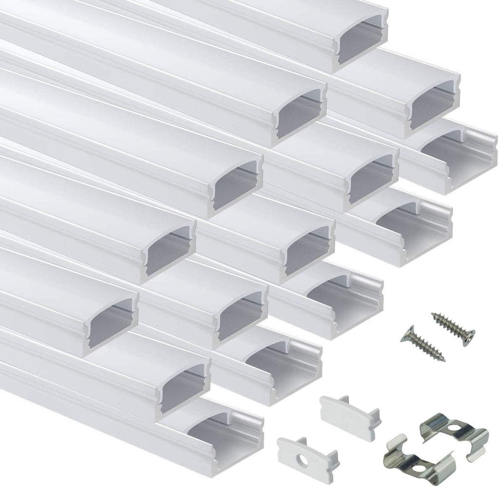 40Pack 3.3FT LED Channel System with Milky White Cover Lens, Silver Aluminum Extrusion Profile Housing Track Z408529