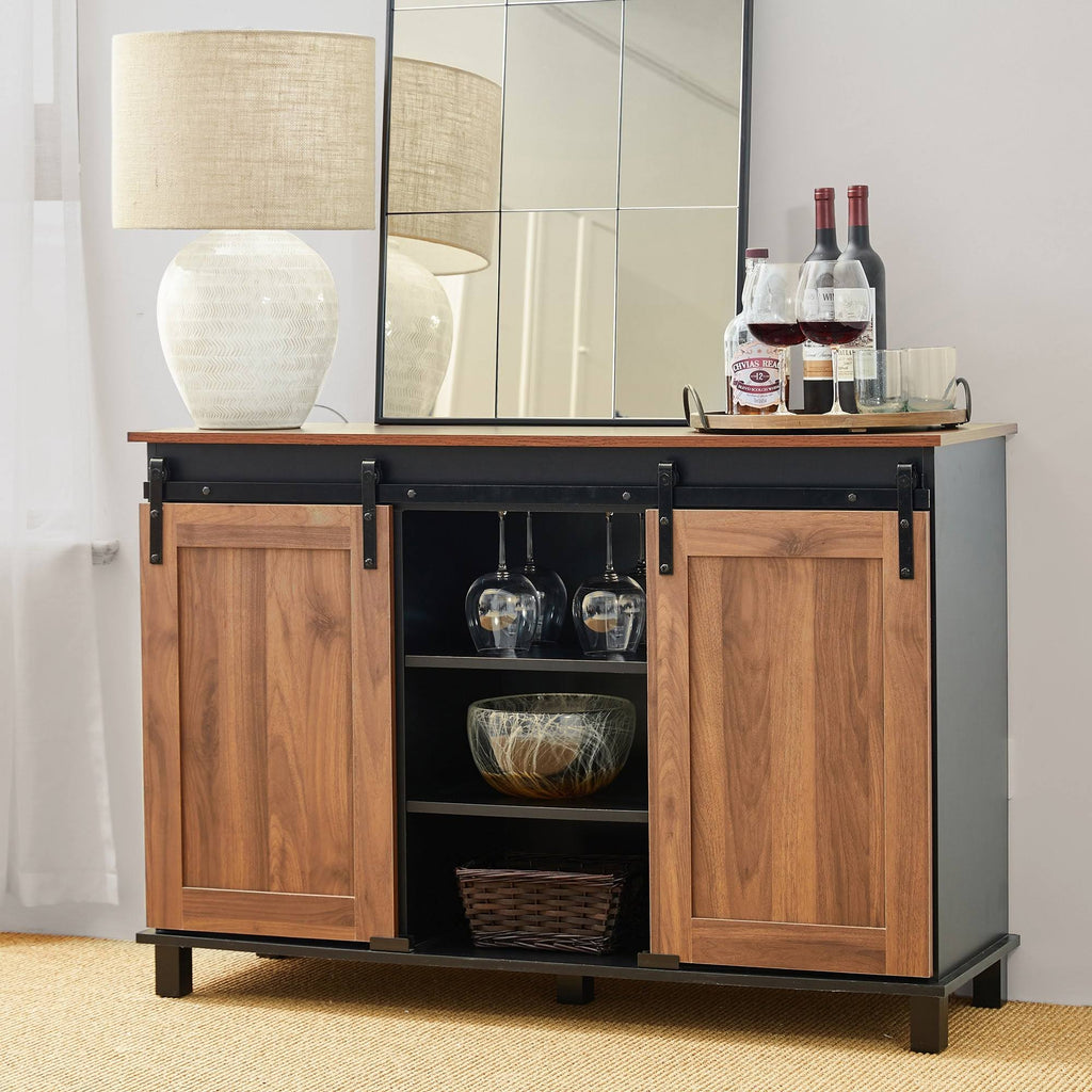 Black/Walnut Storage Cabinet Sideboard S796