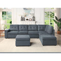 Gray Woven Fabric 7-Seater Sectional Sofa with Ottomans F25828