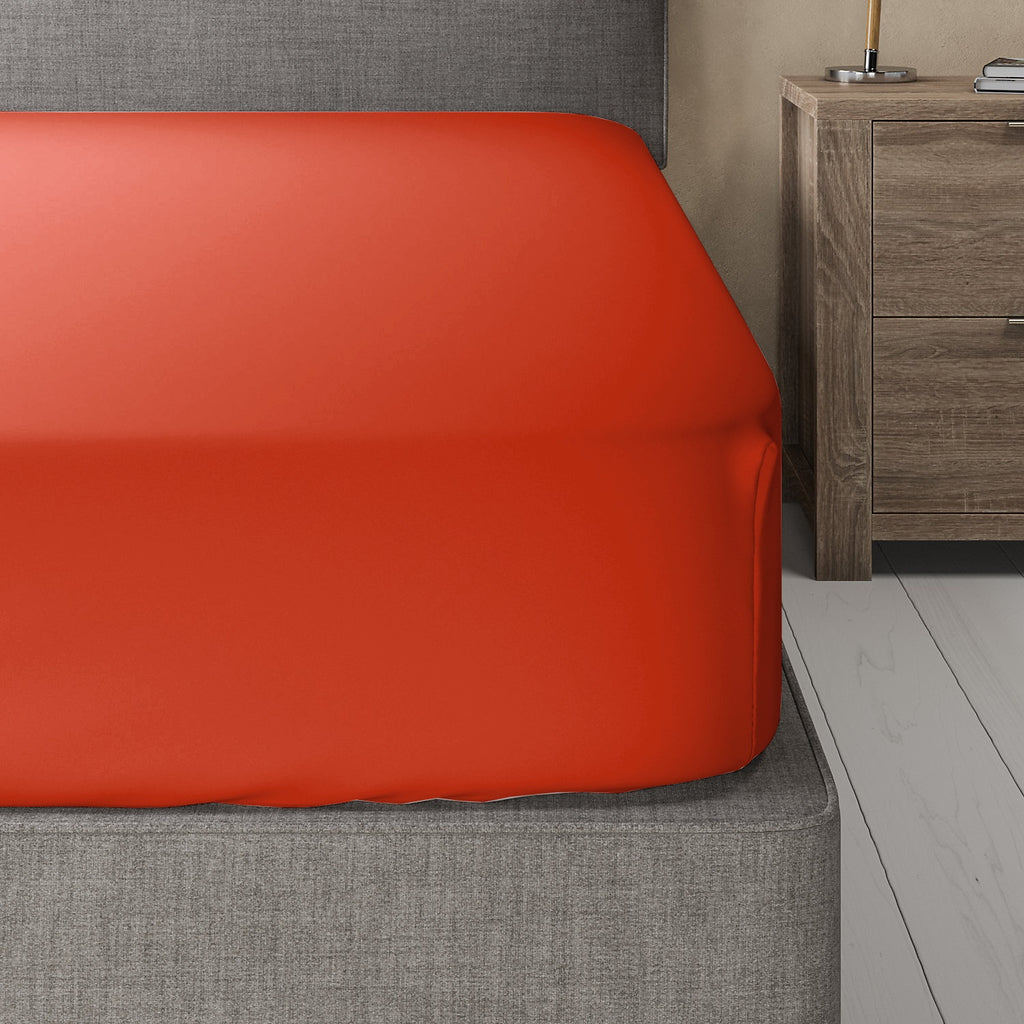 Viscose from Bamboo-Cotton Blended Fitted Sheet, Full, Solid Coral, 16-Inch Deep Pocket E192661
