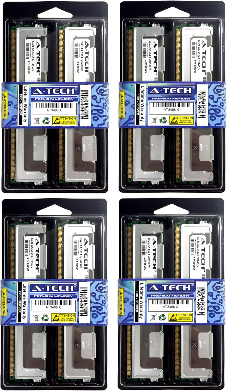 32GB Kit (4x8GB) DDR2 Server Memory, PC2-5300 667MHz ECC 240 Pin B97435
