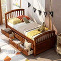 White Solid Wood Twin Platform Bed with 6 Drawers Q3818