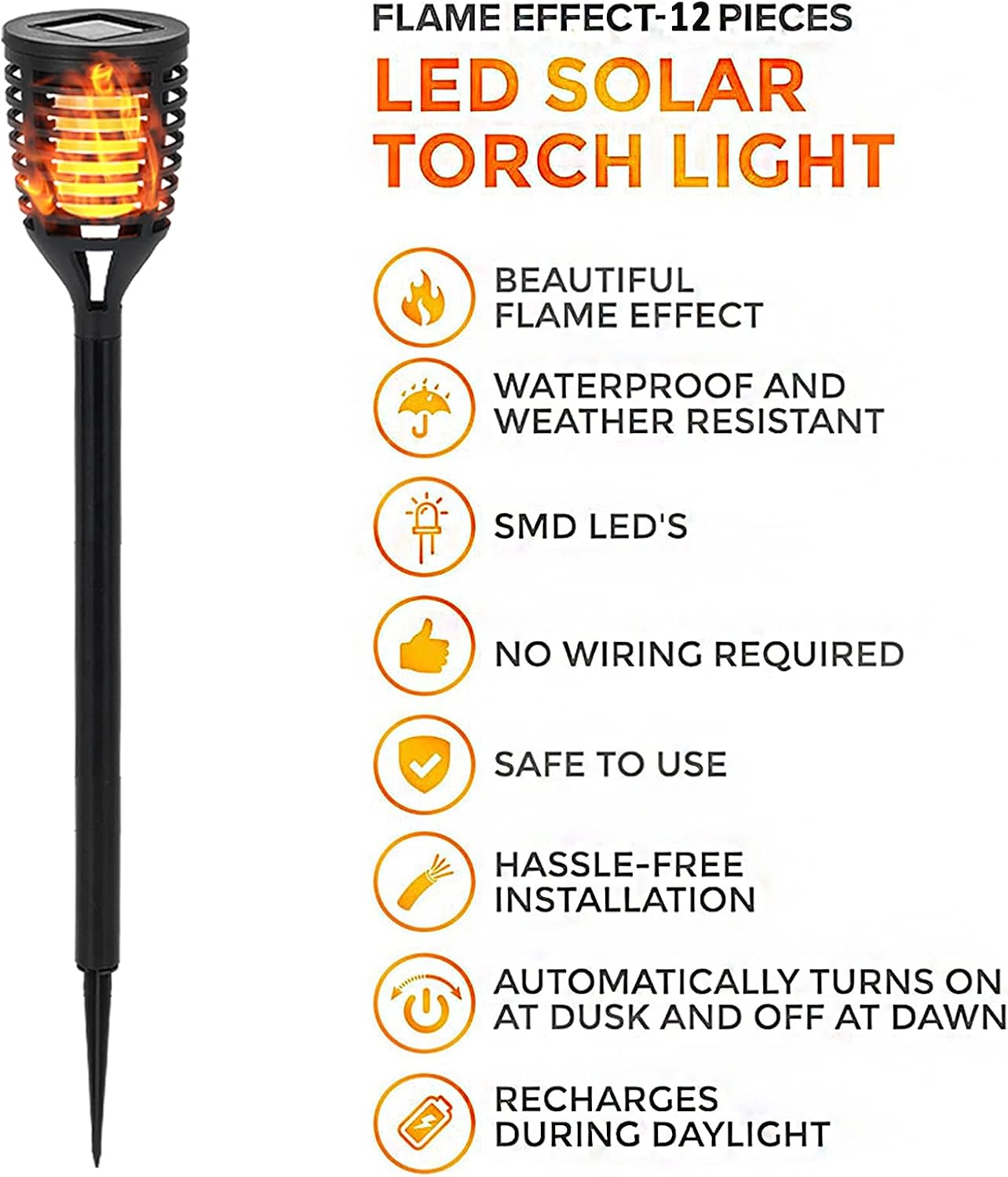 12PK Mini Solar Tiki Torches C80325